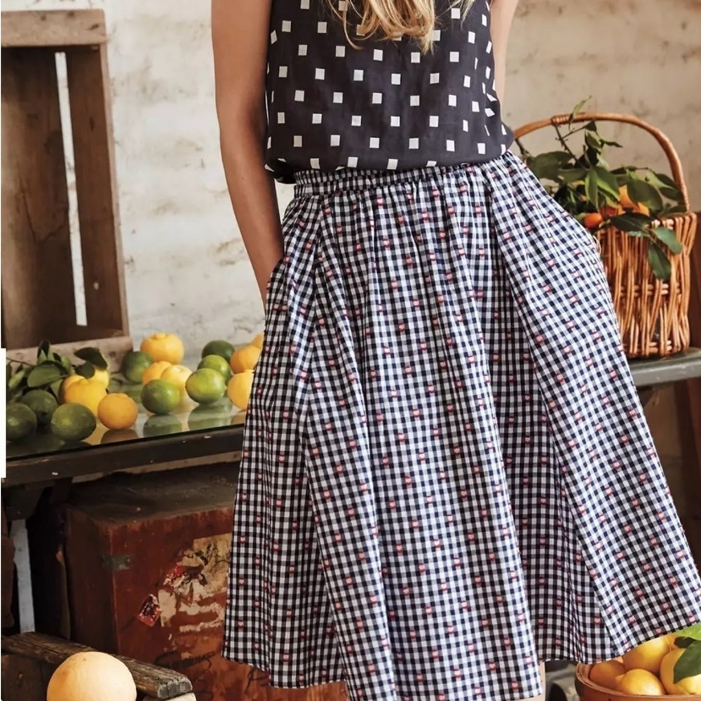 Anthropologie Gingham Market plaid Midii Skirt